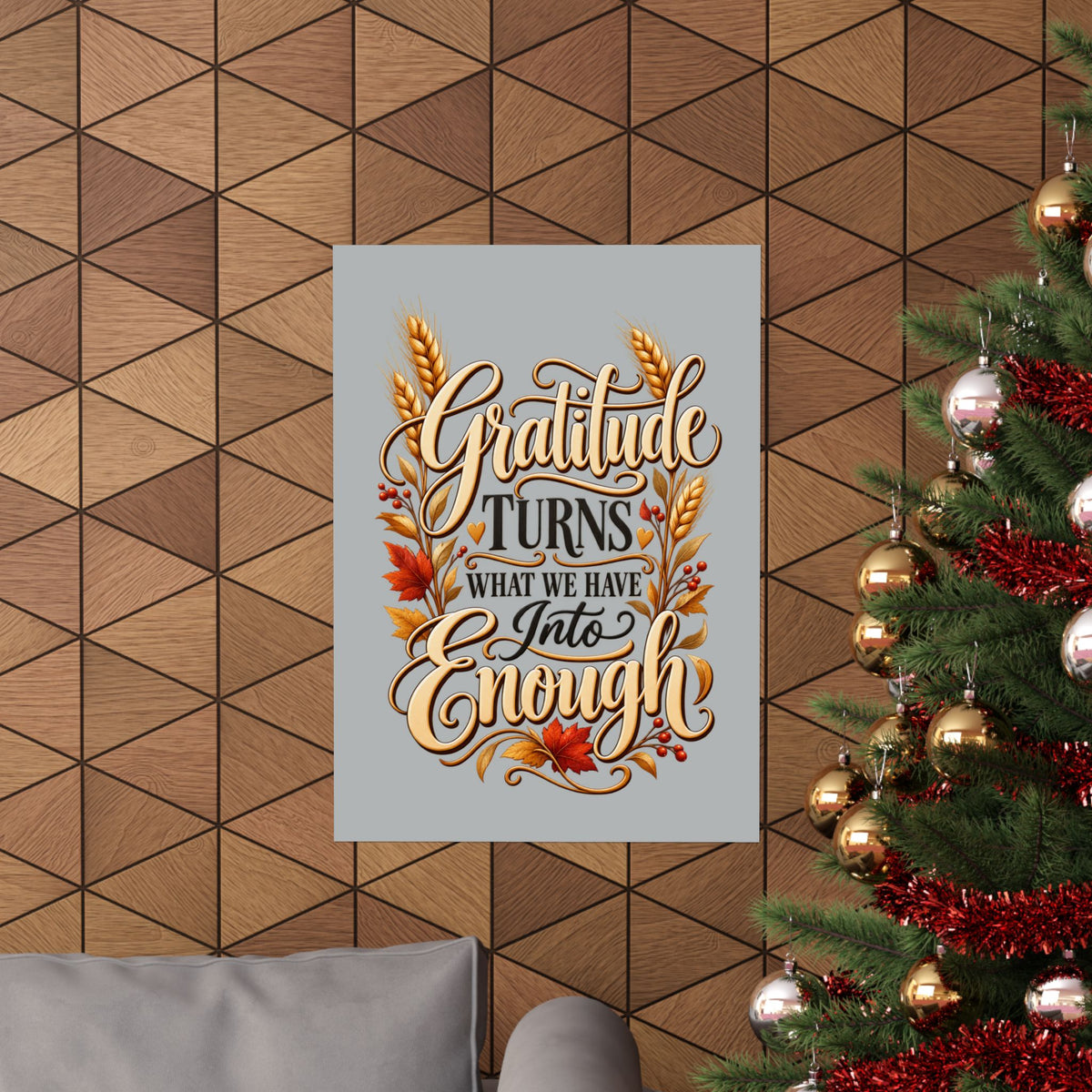 Gratitude Turns What We Have Into Enough — Thanksgiving Quote Wall Art, Minimalist Fall Poster, Farmhouse Autumn Decor