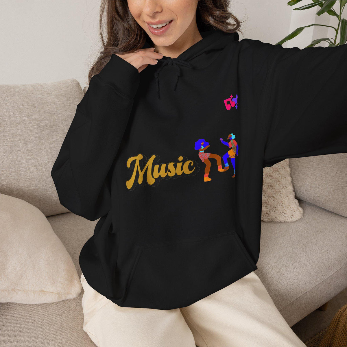 Dancing Couple Cropped Hoodie | Retro Music Funk Illustration