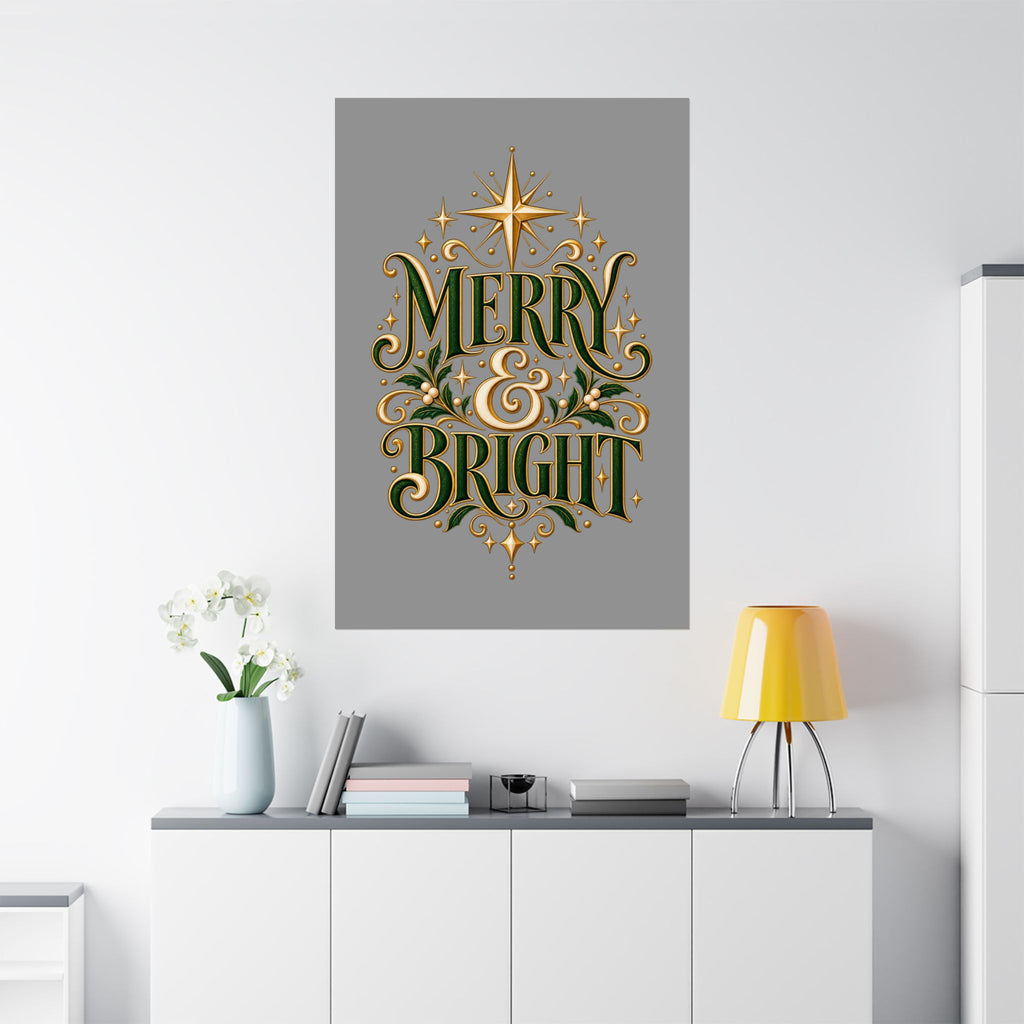 Merry & Bright Holiday Poster — Matte Vertical Christmas Wall Art