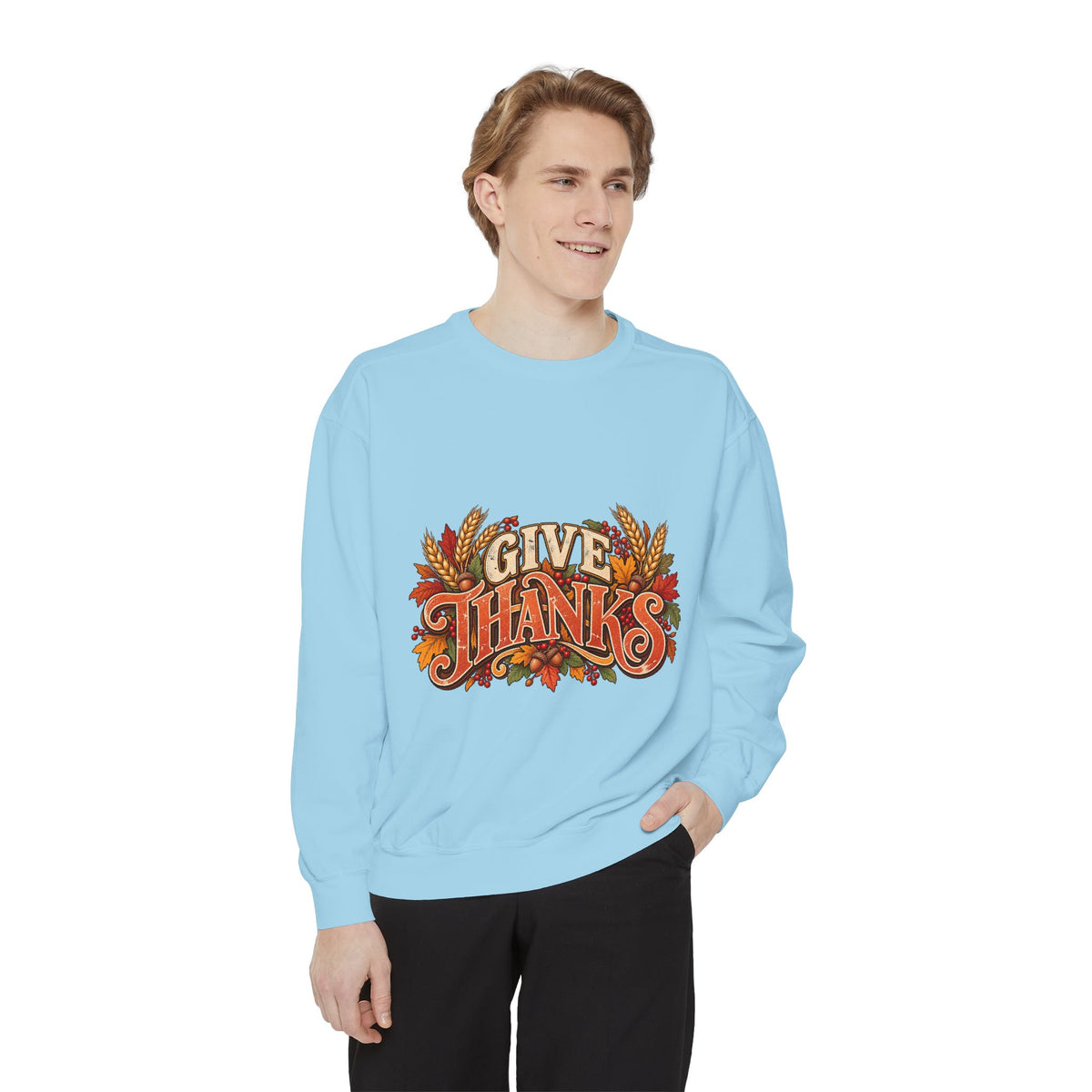 Give Thanks Fall Leaves Sweatshirt | Thanksgiving Seasonal Crewneck