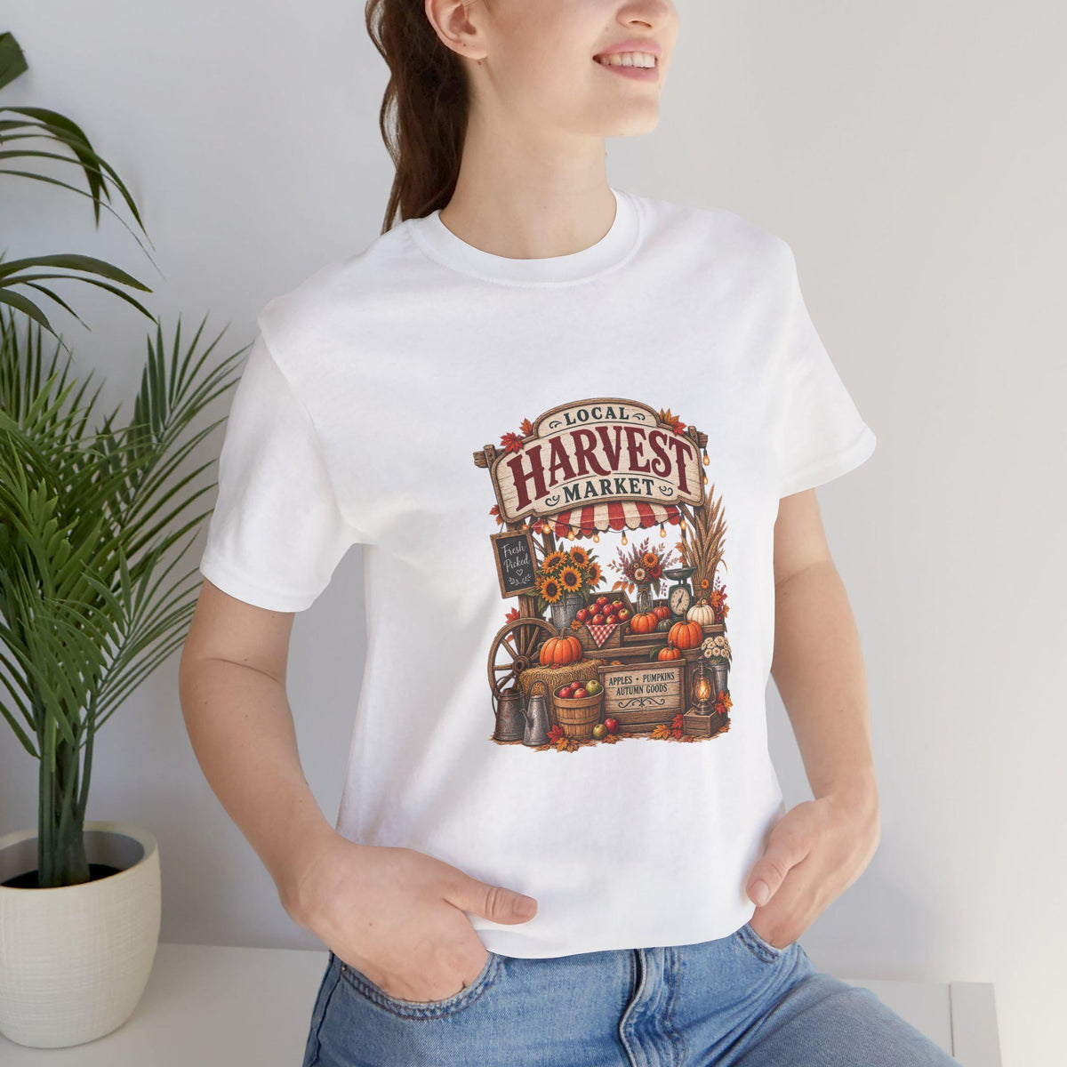 Harvest Market Illustration Tee | Fall Pumpkin Sunflower Farmstand Shirt
