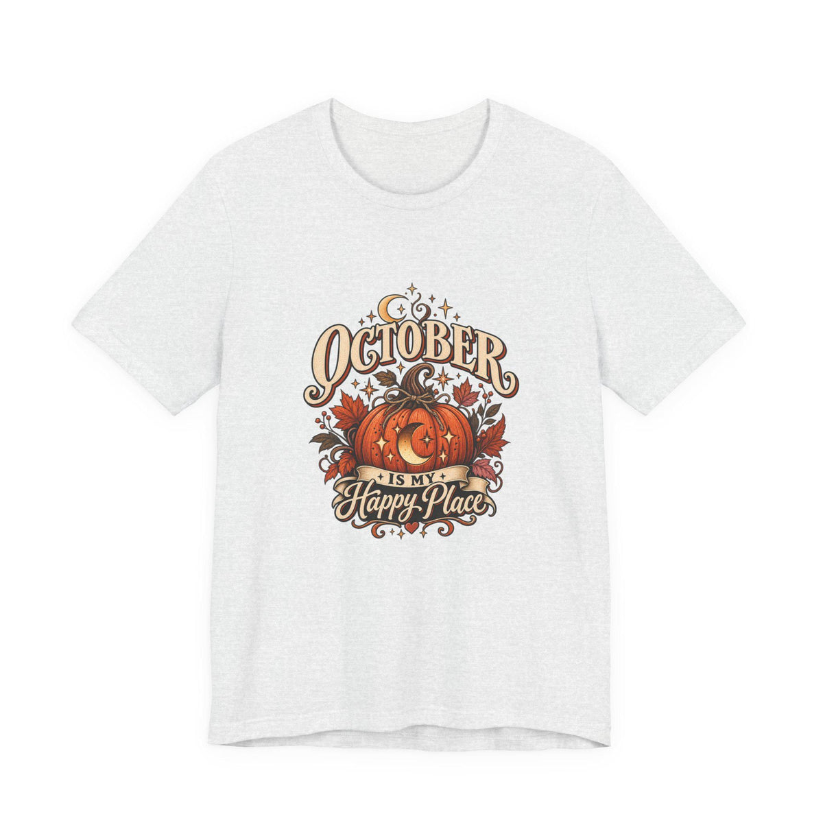 October Is My Happy Place T-Shirt | Pumpkin Halloween Fall Tee