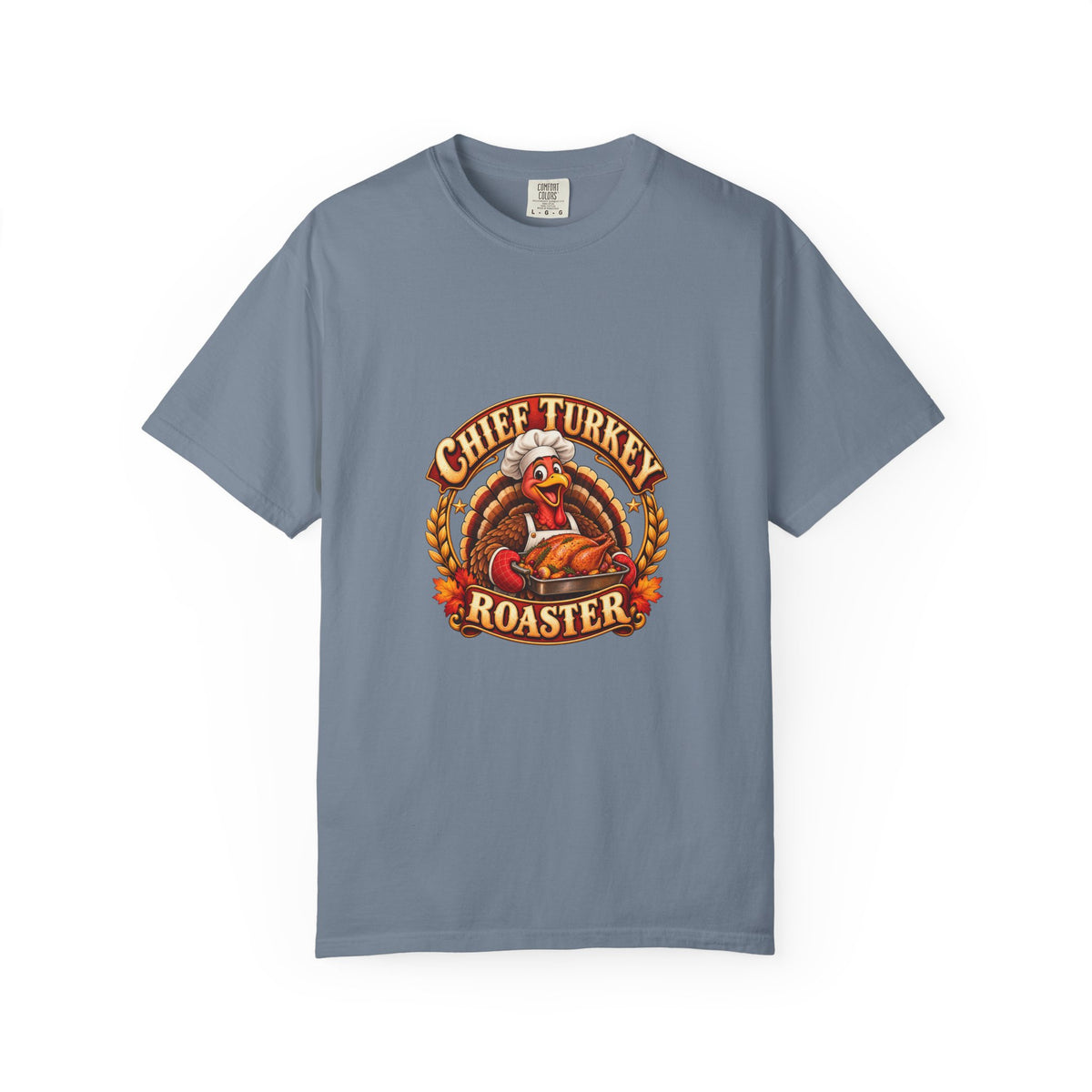 Chief Turkey Roaster T-Shirt — Retro Thanksgiving Emblem Tee, Vintage BBQ Turkey Badge Graphic Fall Shirt