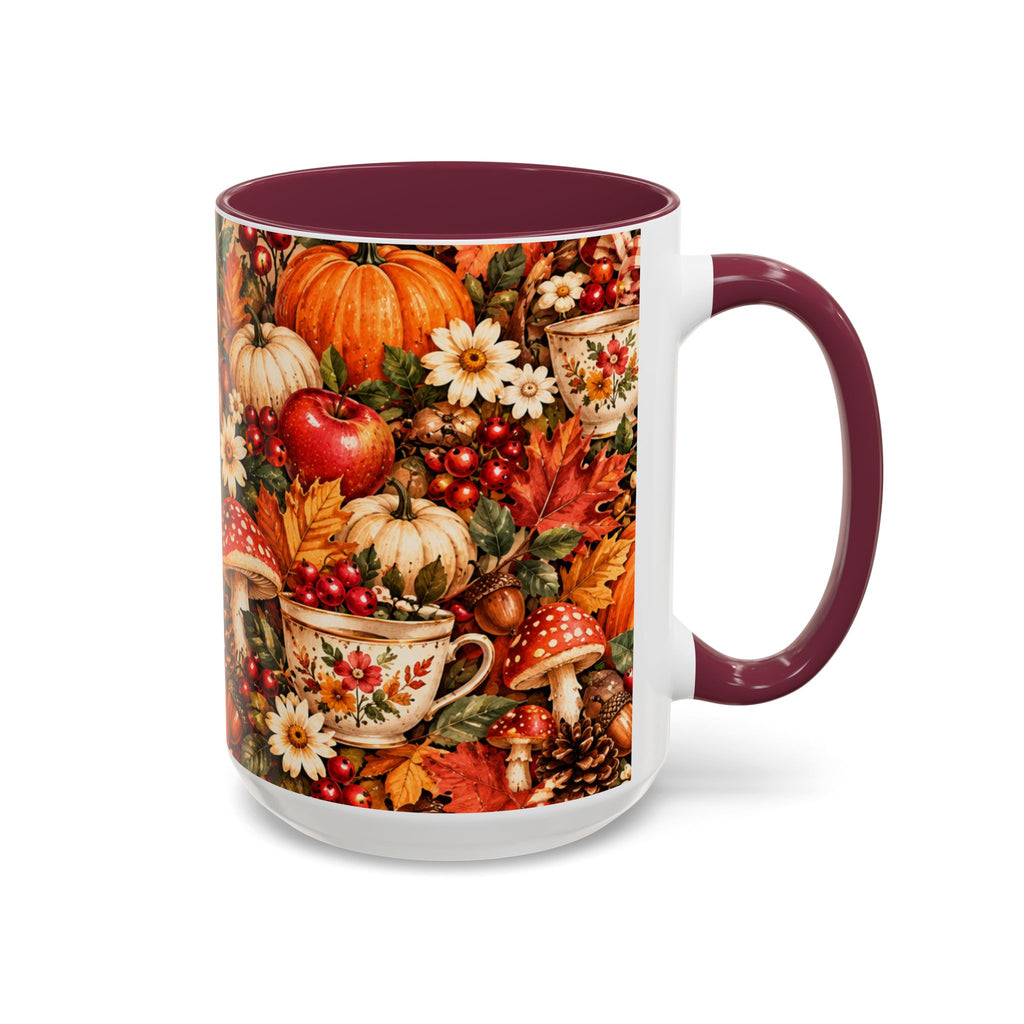 Autumn Harvest Mugs | Fall Pumpkins, Apples, Mushrooms, Daisies 11oz 15oz