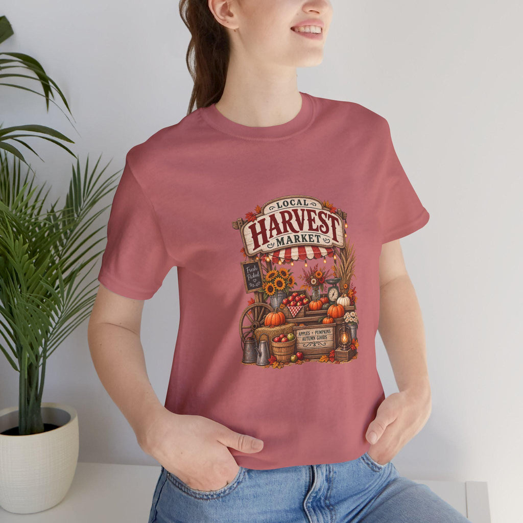 Harvest Market Illustration Tee | Fall Pumpkin Sunflower Farmstand Shirt