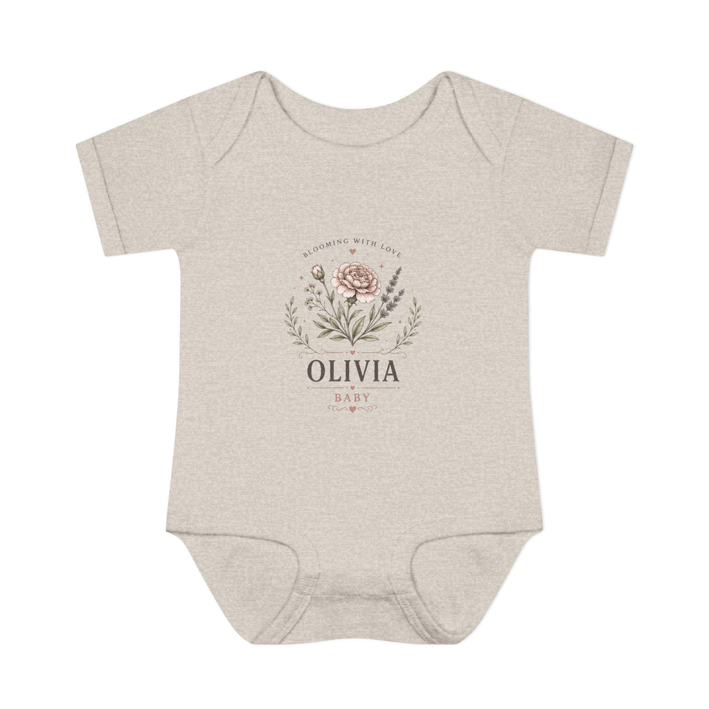 Floral Name Monogram Infant Bodysuit | Personalized Baby Onesie