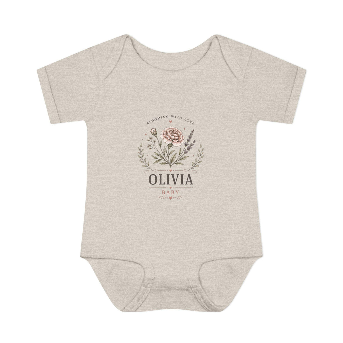 Floral Name Monogram Infant Bodysuit | Personalized Baby Onesie