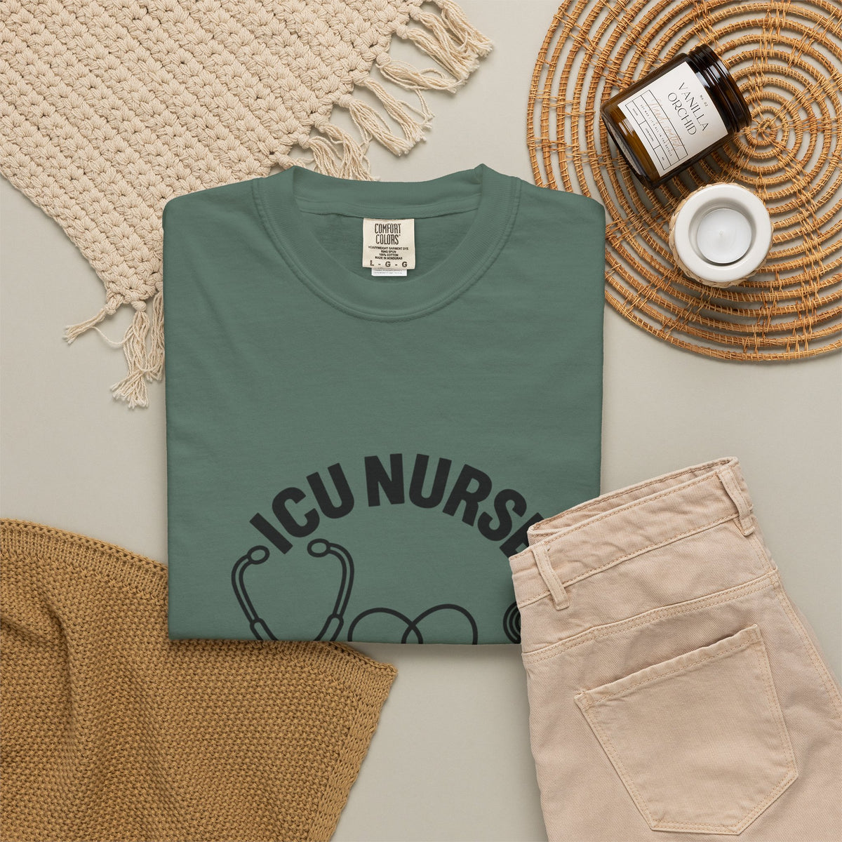 ICU Nurse Night Shift Survivor T-shirt | Stethoscope Heart Design