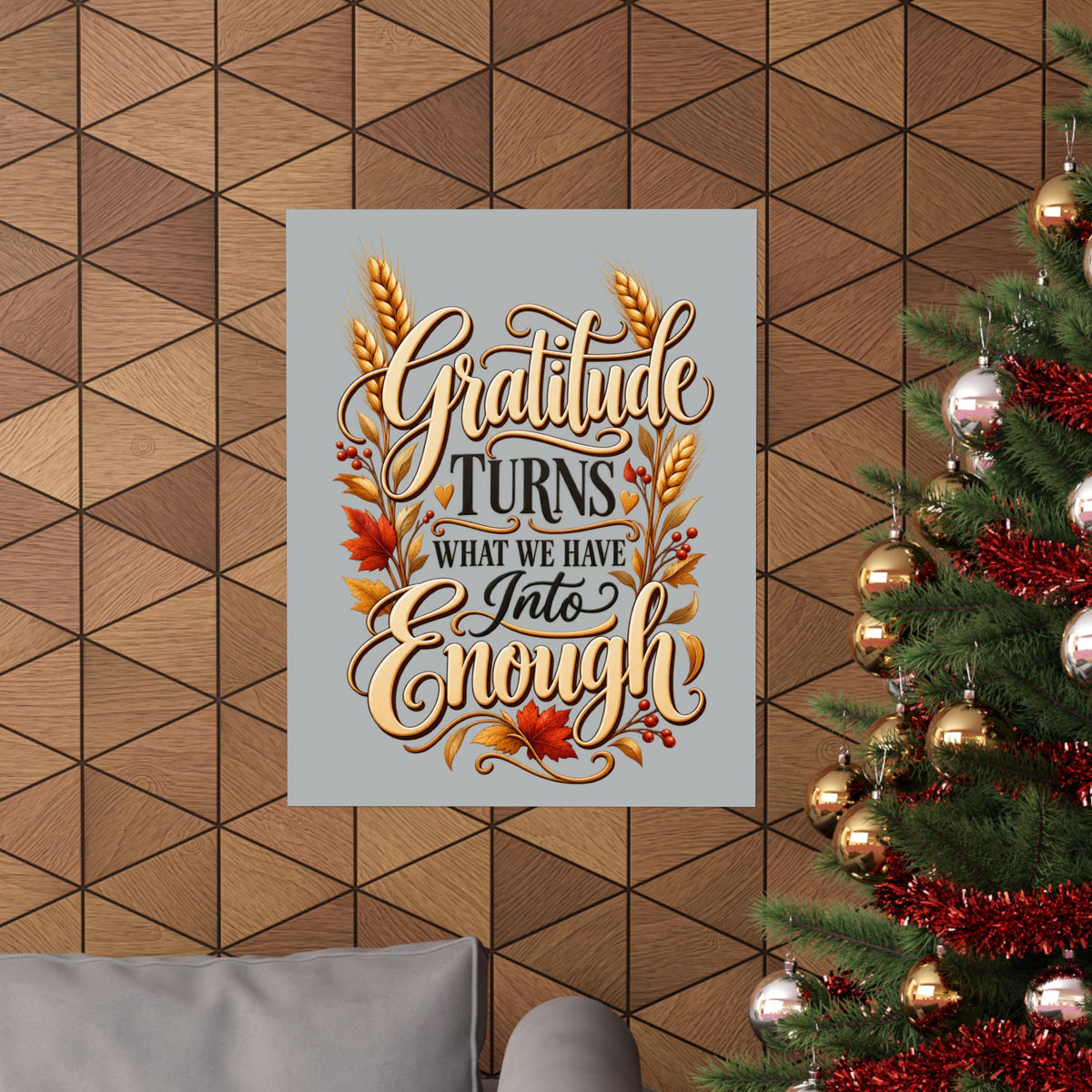 Gratitude Turns What We Have Into Enough — Thanksgiving Quote Wall Art, Minimalist Fall Poster, Farmhouse Autumn Decor