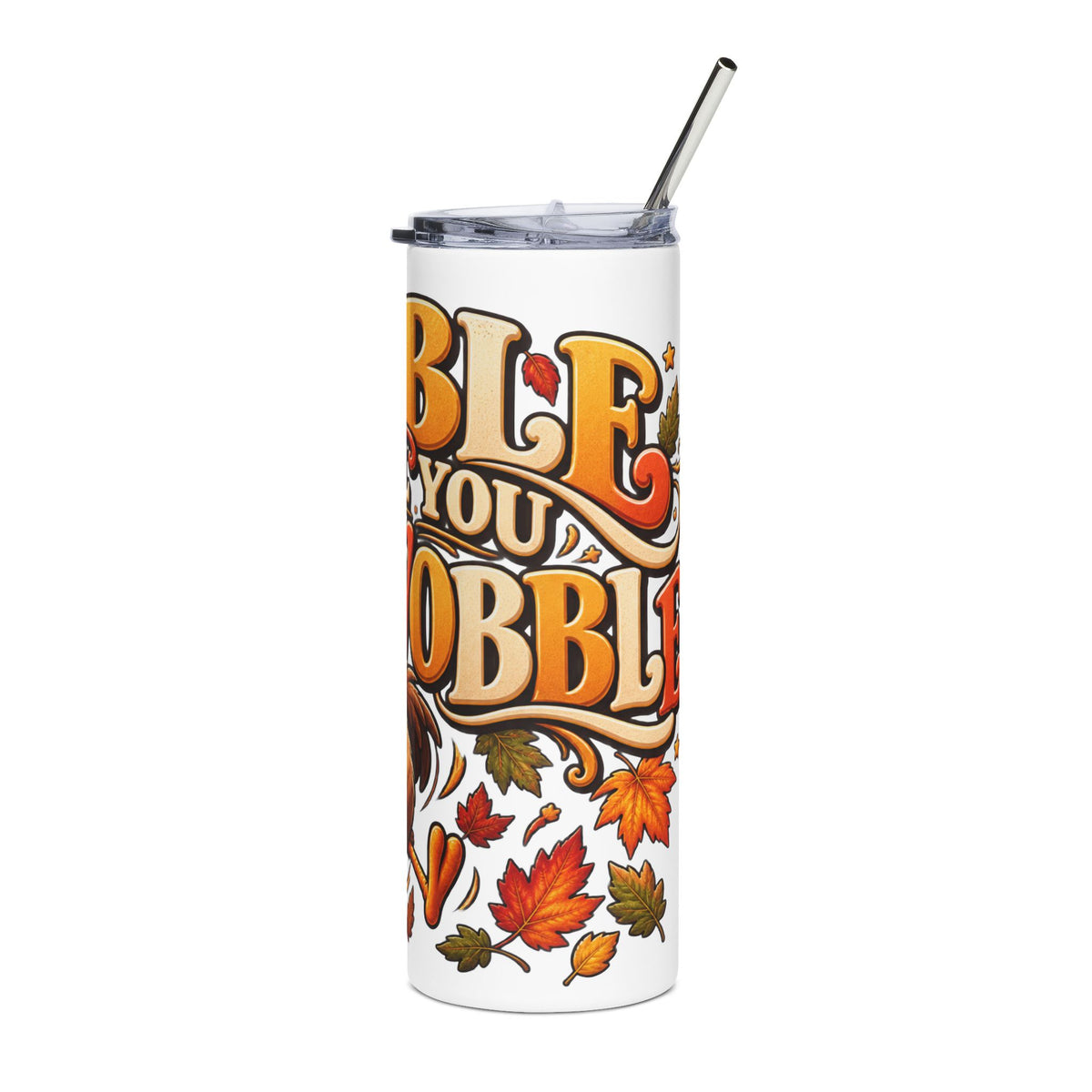 Gobble Till You Wobble Tumbler — Funny Thanksgiving 20oz Stainless Steel Turkey Tumbler, Fall Holiday Gift