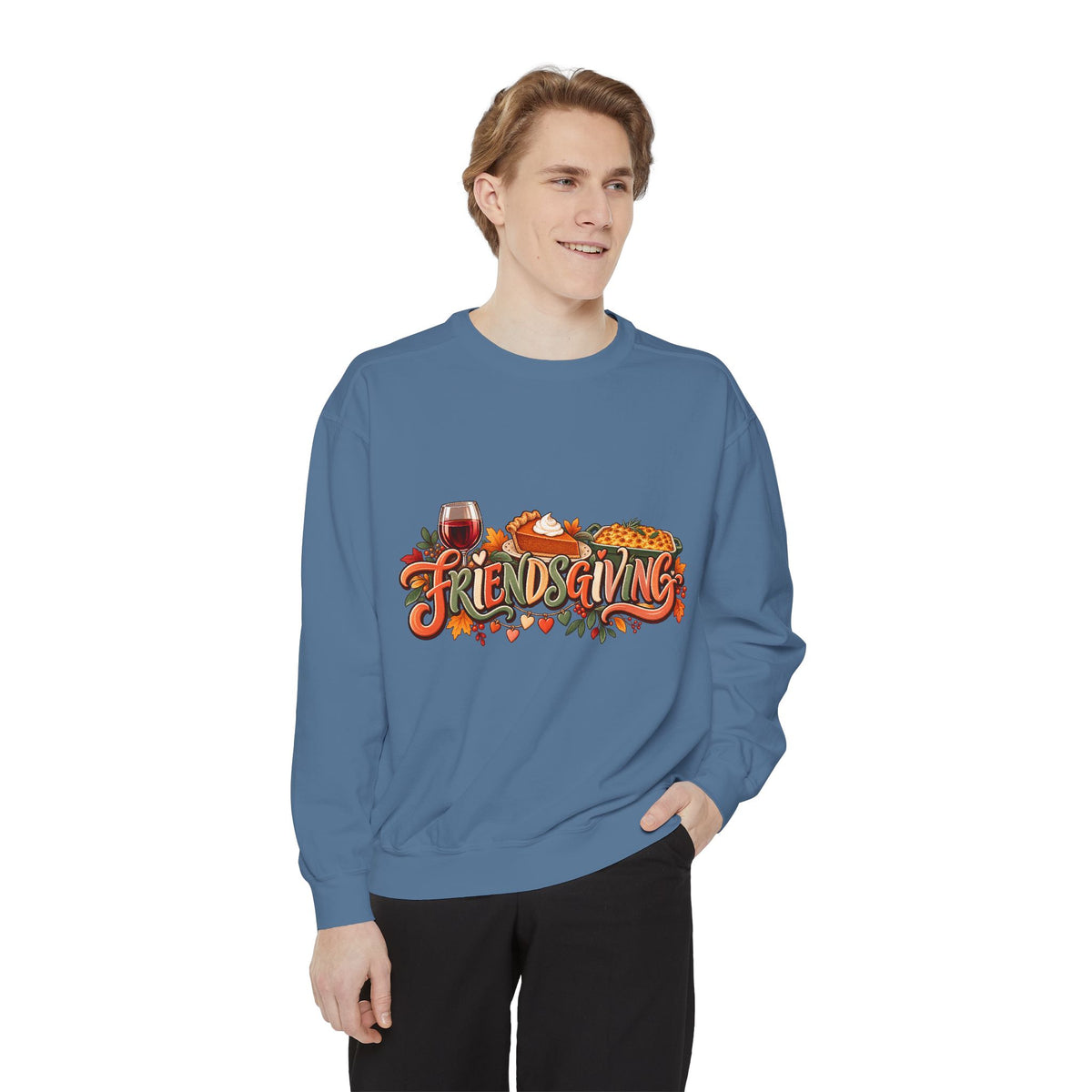 Friendsgiving sweatshirt | Thanksgiving fall leaves turkey wine