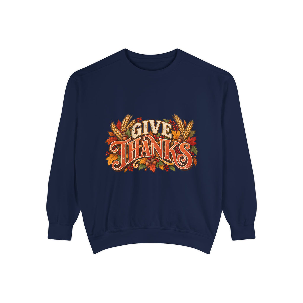Give Thanks Fall Leaves Sweatshirt | Thanksgiving Seasonal Crewneck