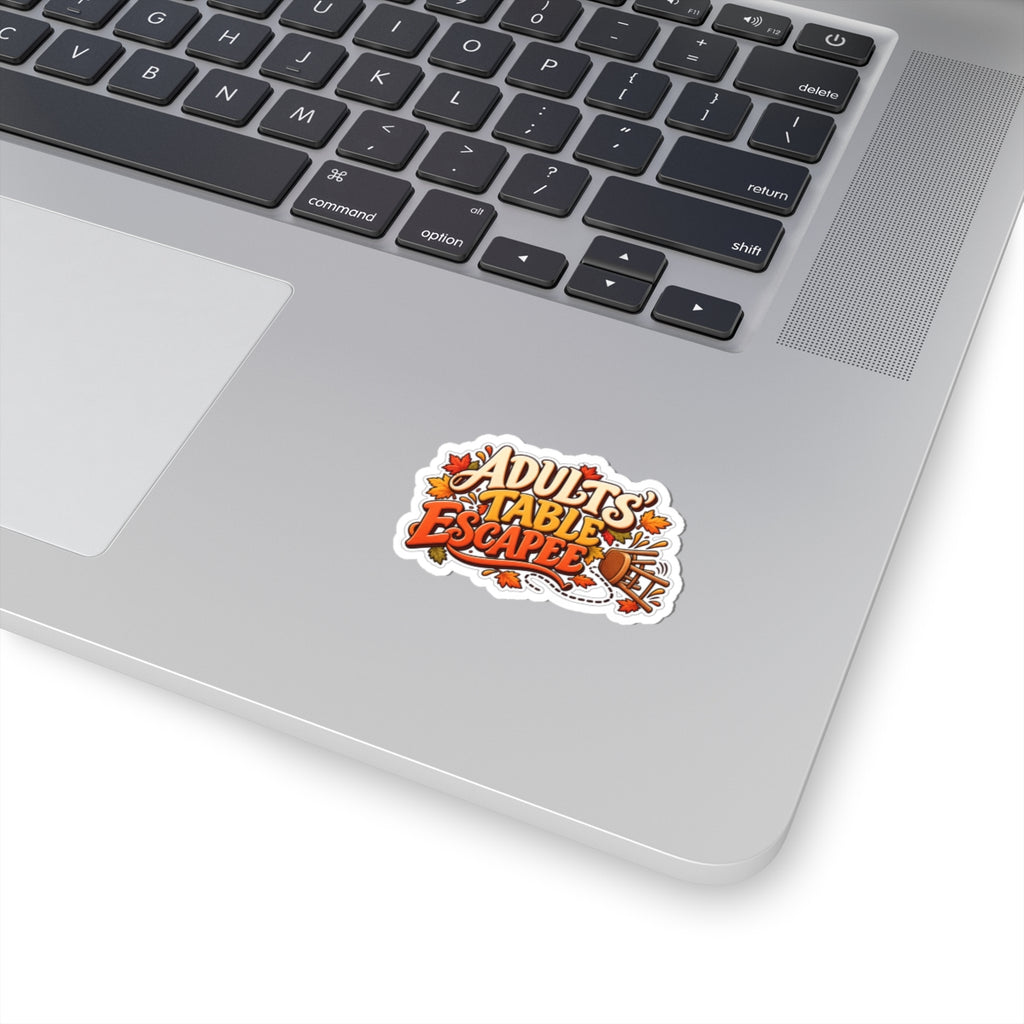Adults' Table Escapee Sticker — Funny Thanksgiving Family Humor Kiss-Cut Decal for Laptop and Water Bottle