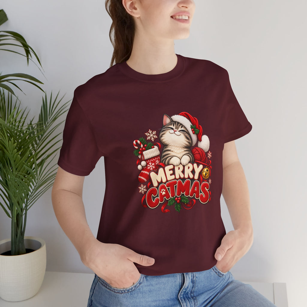 Merry Catmas T-Shirt – Cute Christmas Cat Holiday Tee