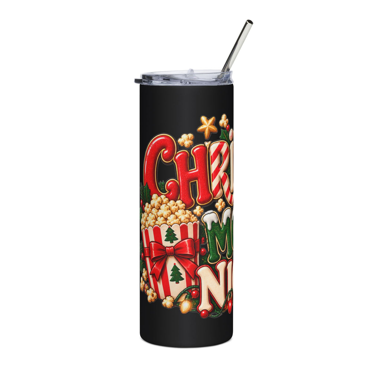 Christmas Movie Night Tumbler — 20oz Stainless Steel Holiday Cup