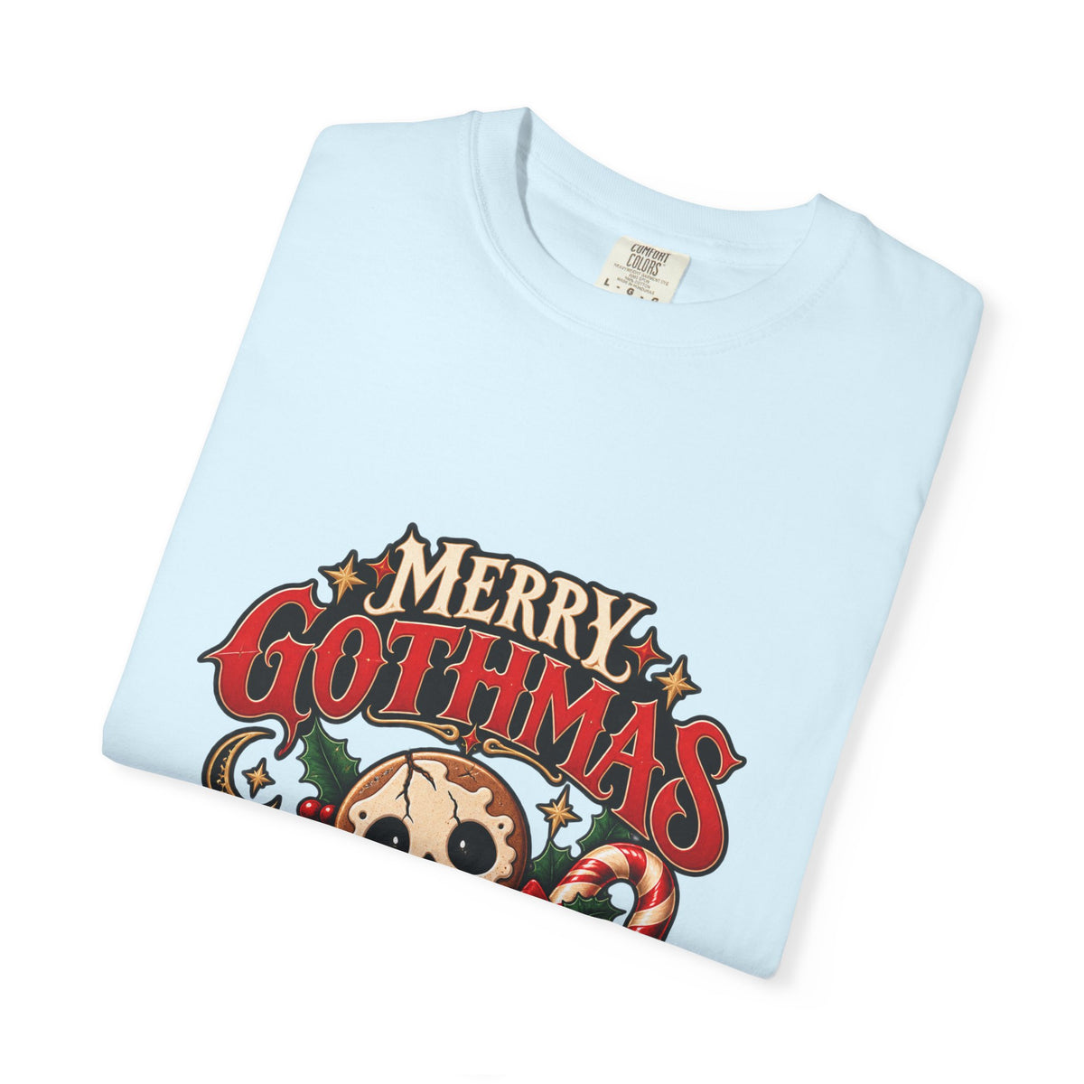 Merry Gothmas skull gingerbread graphic T-shirt | Gothic Christmas tee