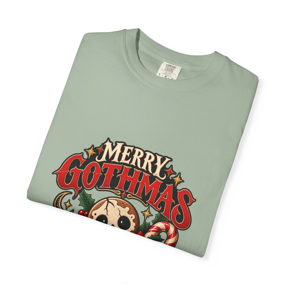 Merry Gothmas skull gingerbread graphic T-shirt | Gothic Christmas tee