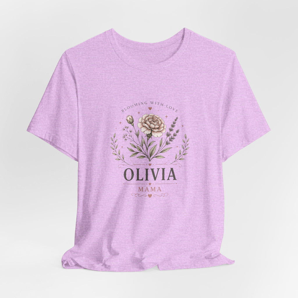 Olivia Floral Name Mama T-Shirt | Personalized Flower Monogram Tee
