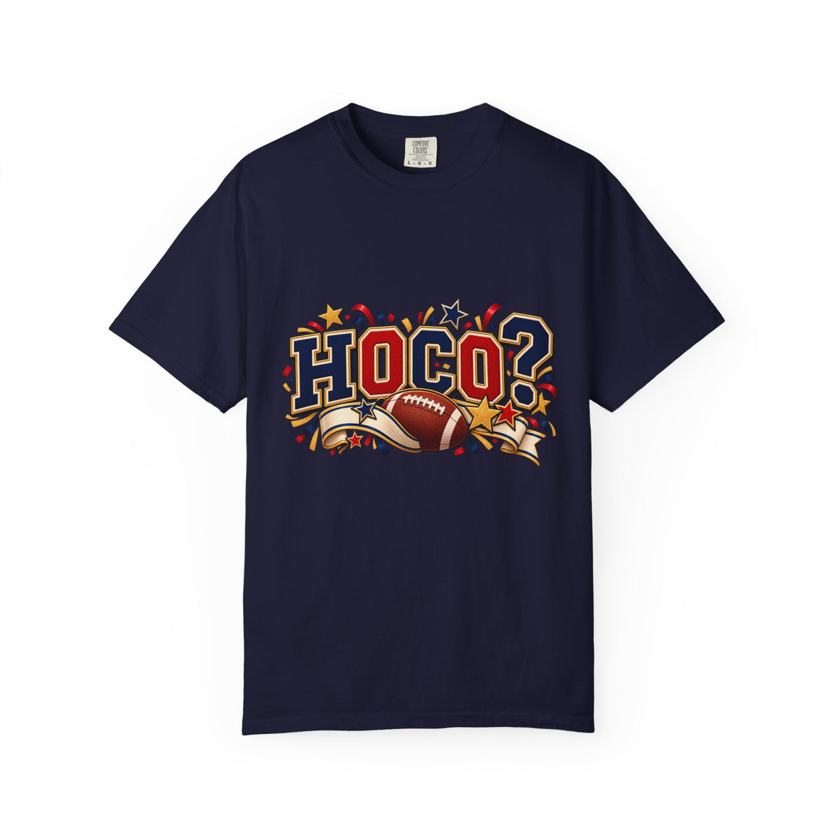 HOCO? Football Homecoming T-shirt | School Spirit, Stars & Banner Design