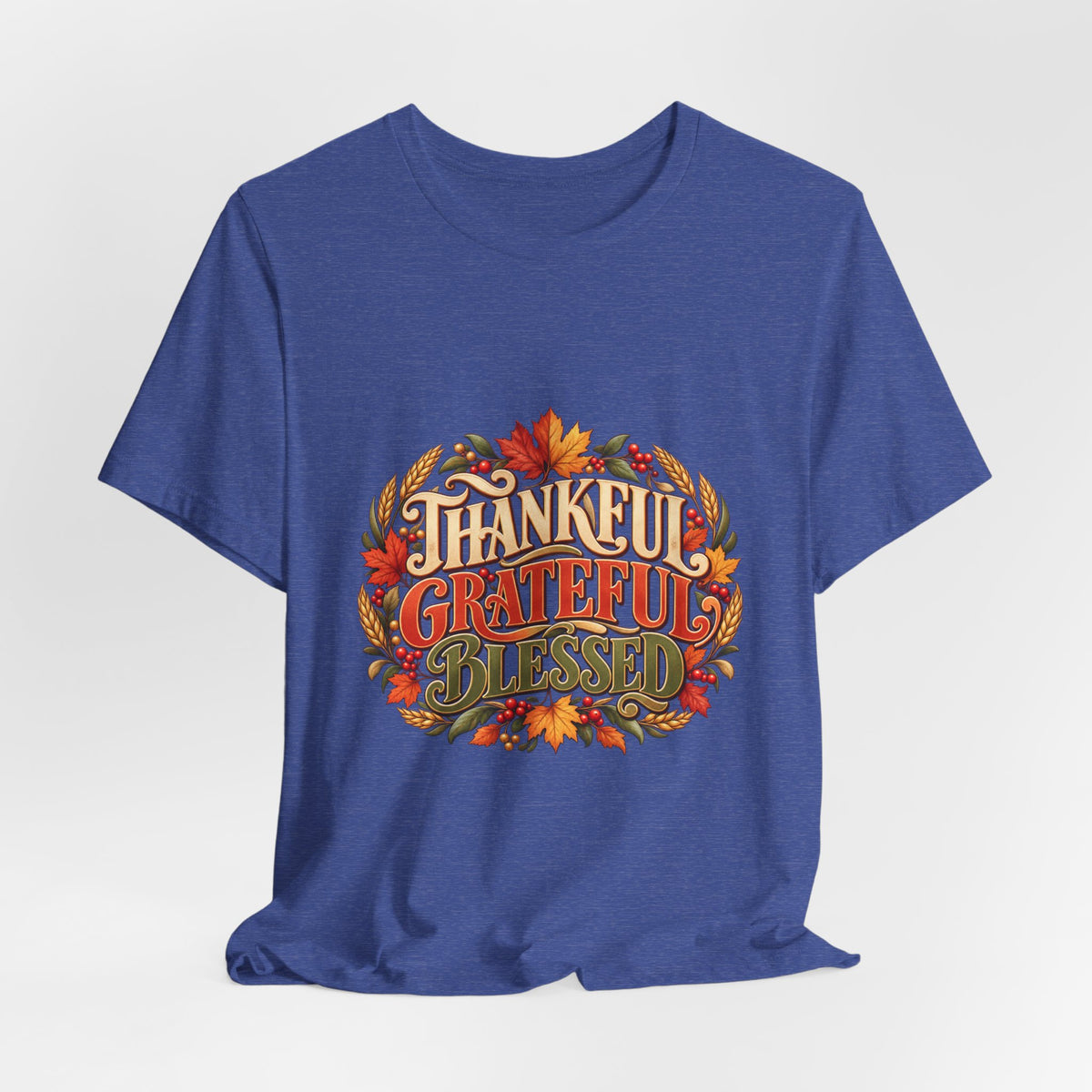 Thankful Grateful Blessed tee | Fall leaves Thanksgiving shirt