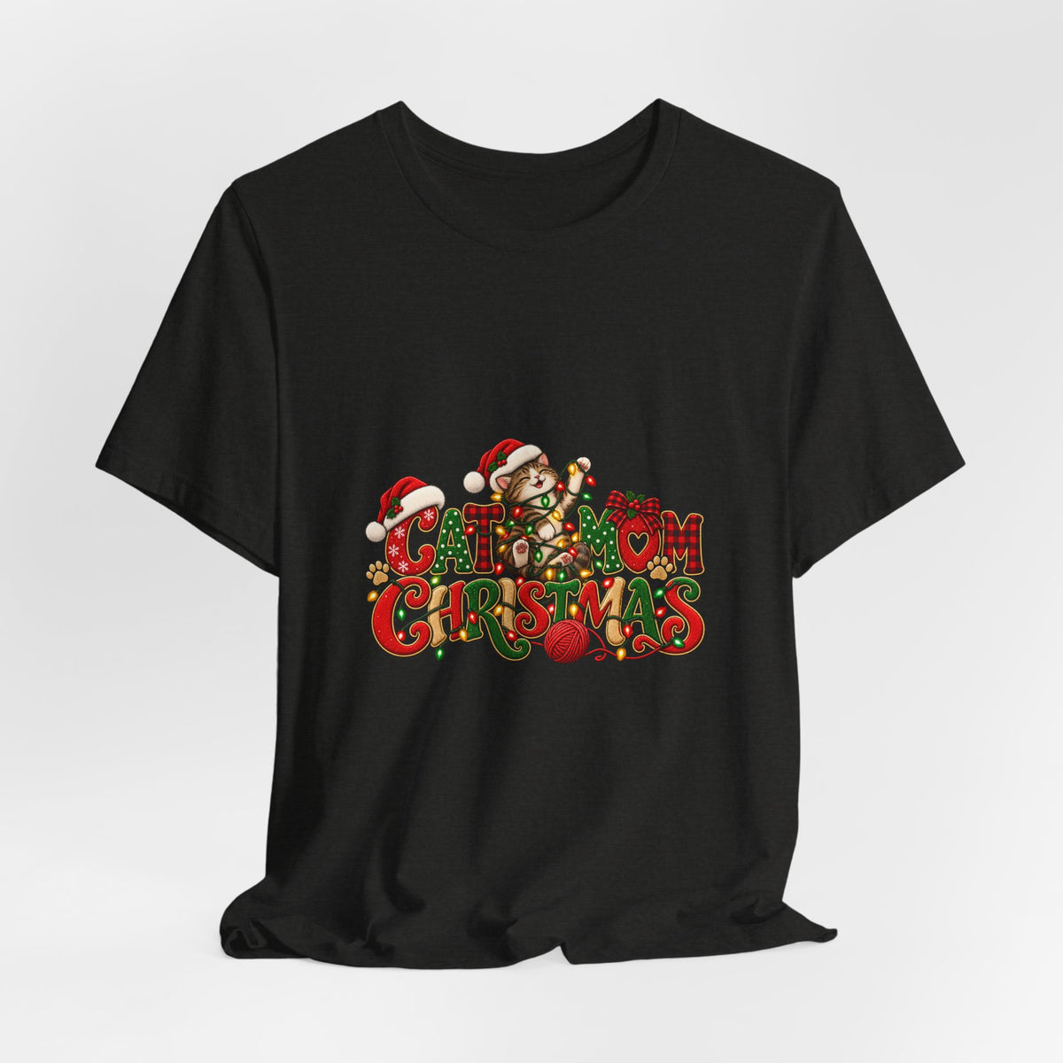 Christmas Cat Tee — Cute "Cat-ty Christmas" Holiday T-Shirt with Santa Cat Design