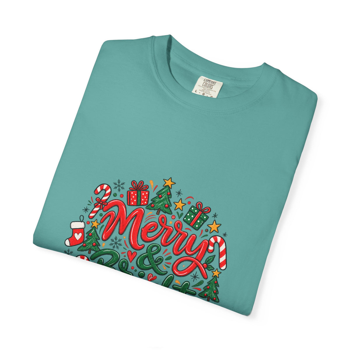 Merry & Bright Christmas T-Shirt | Festive Holiday Graphic Tee