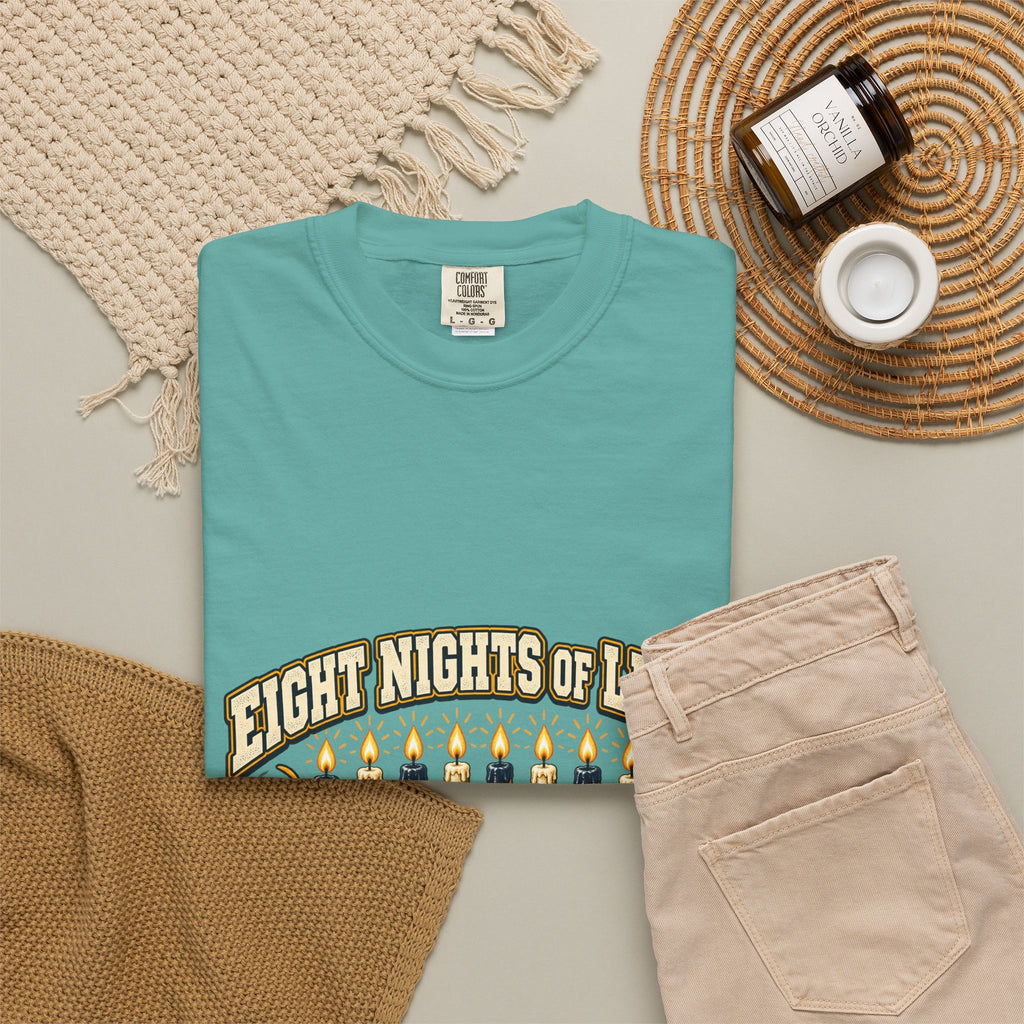 Eight Nights of Light Menorah Tee | Hanukkah T-Shirt, Menorah Illustration