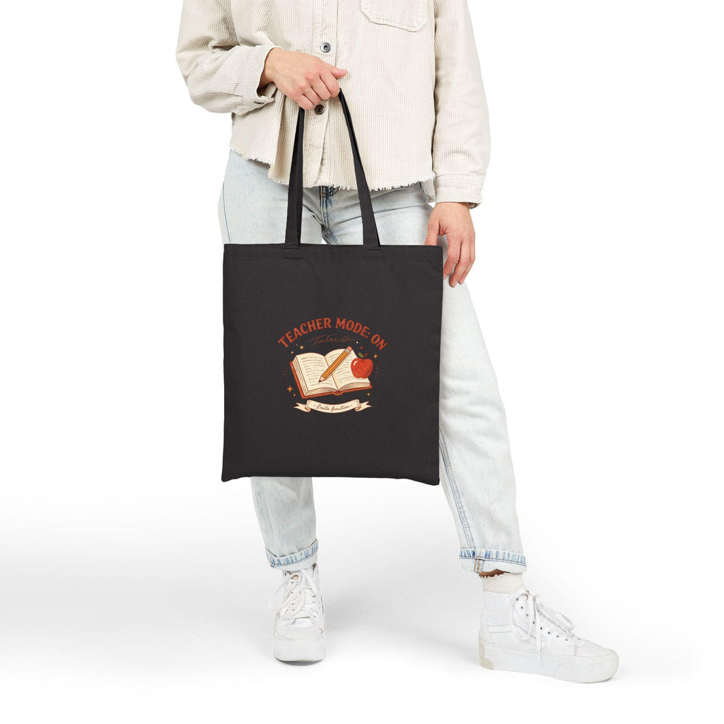 Teacher Mode On Book And Apple Tote Bag
