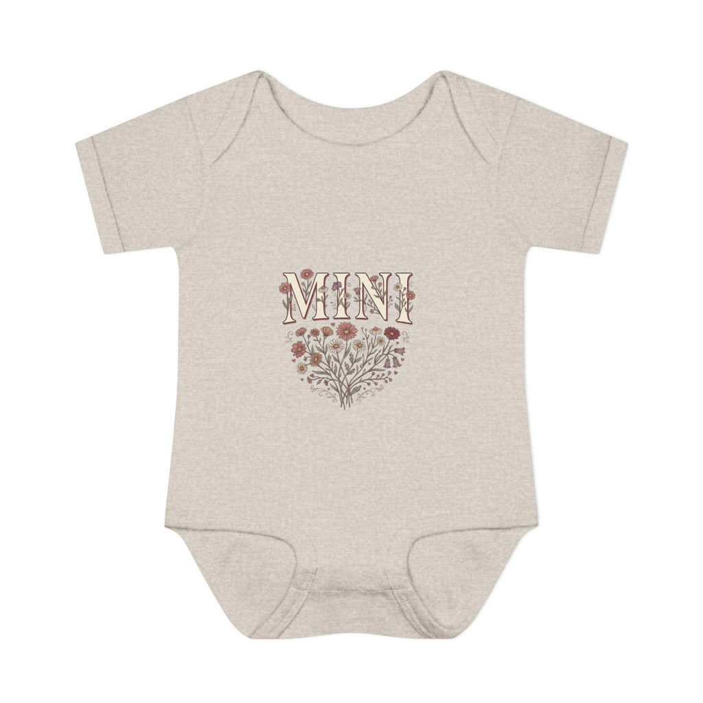 Mini floral heart Infant Bodysuit | baby onesie with floral 'MINI' design