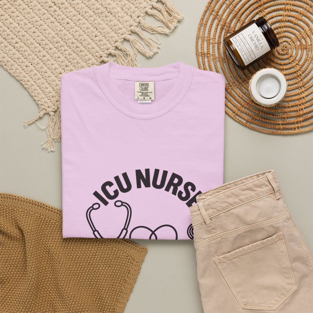 ICU Nurse Night Shift Survivor T-shirt | Stethoscope Heart Design