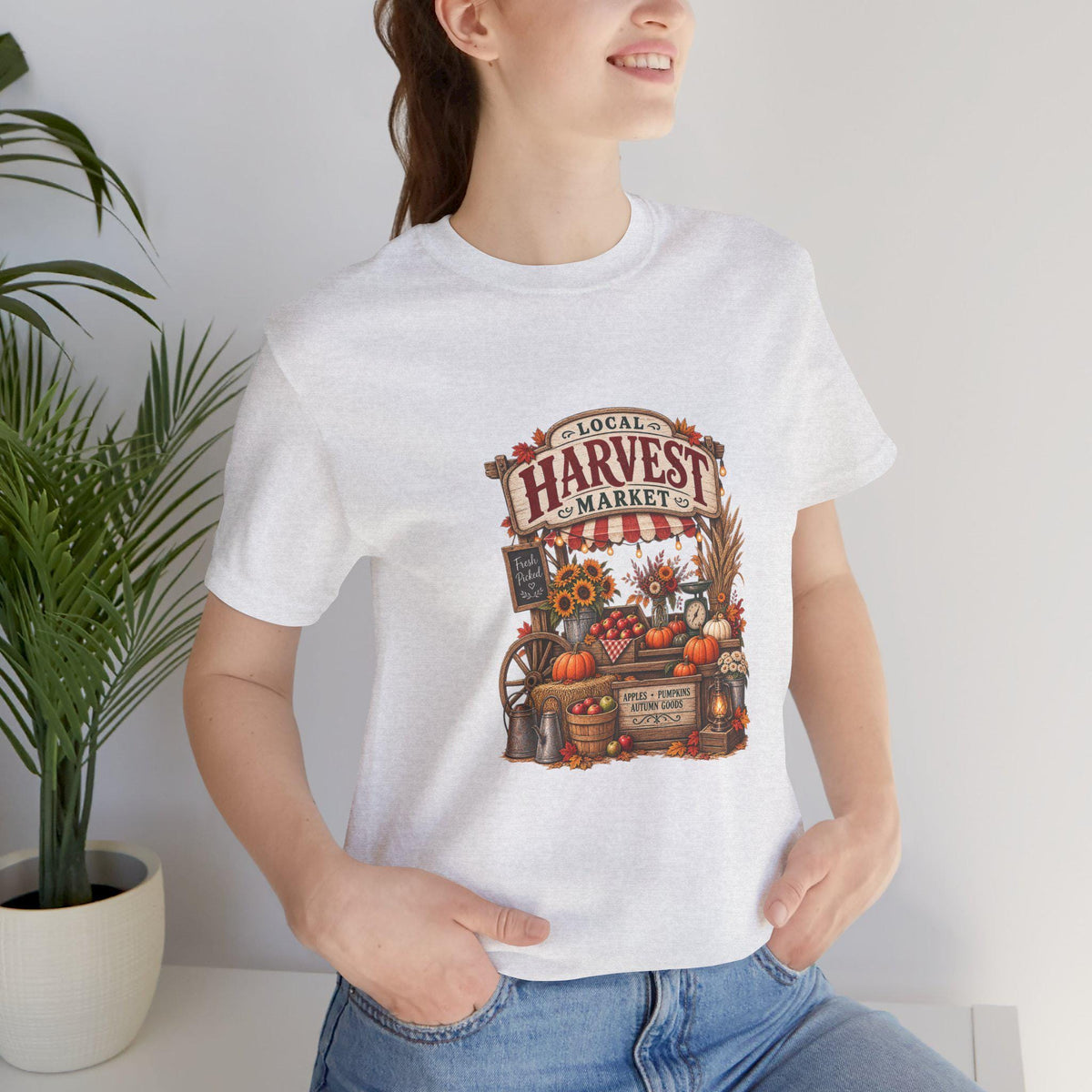 Harvest Market Illustration Tee | Fall Pumpkin Sunflower Farmstand Shirt