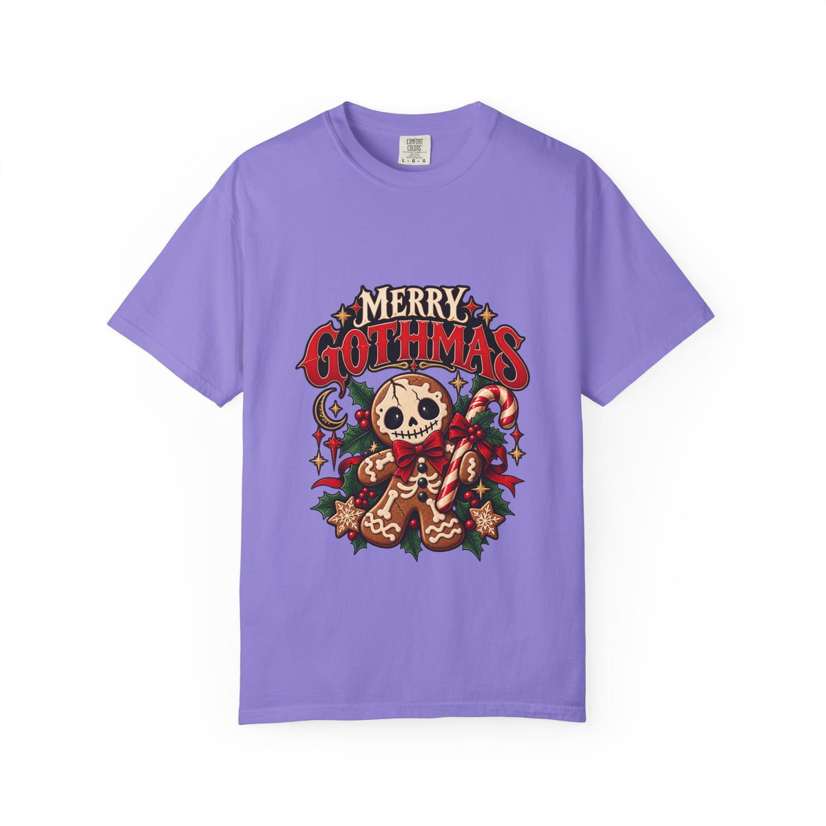 Merry Gothmas skull gingerbread graphic T-shirt | Gothic Christmas tee