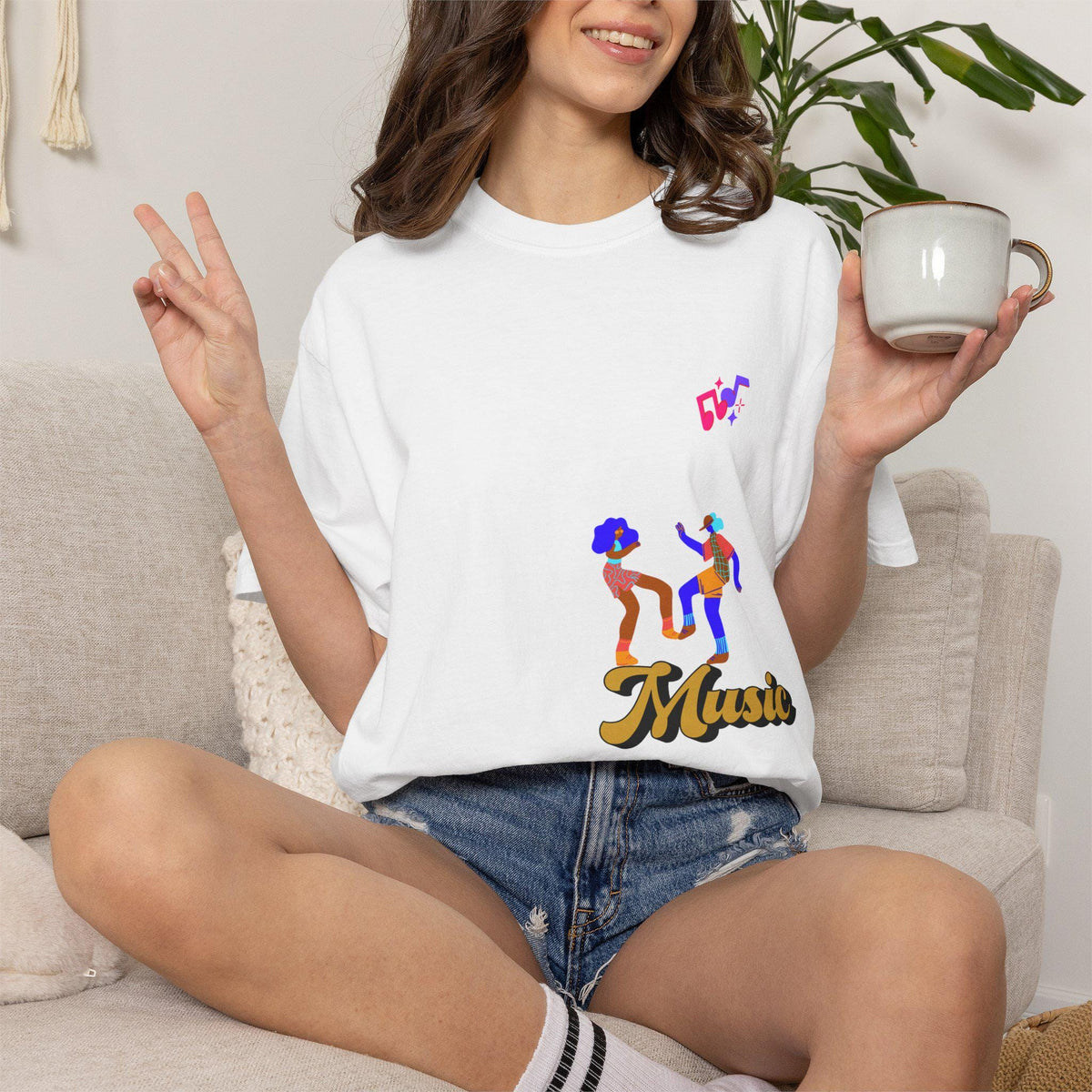 Retro Dancing Couple Music T-Shirt | Colorful Funk Illustration