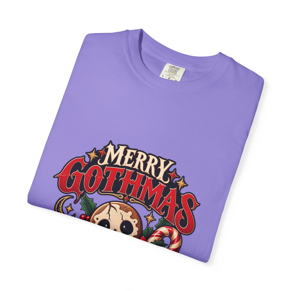 Merry Gothmas skull gingerbread graphic T-shirt | Gothic Christmas tee