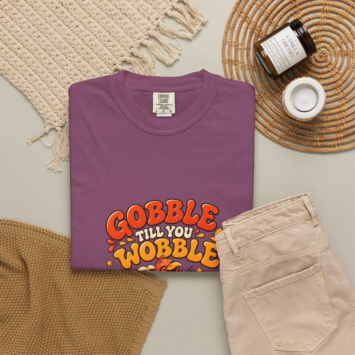 Gobble Till You Wobble Turkey T-Shirt | Thanksgiving Turkey Graphic