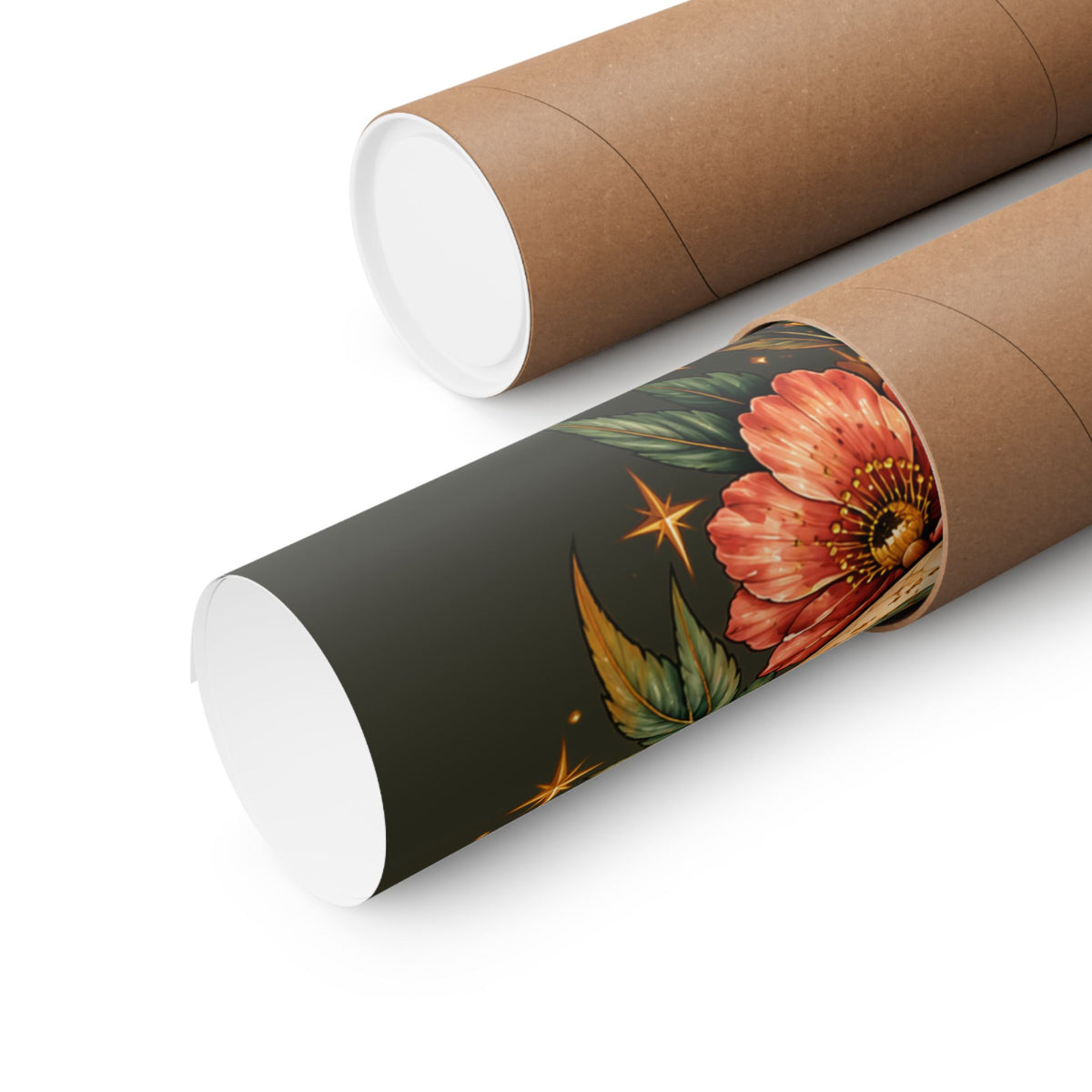 Floral Gold Snake Poster Matte Vertical Print | Botanical Serpent Wall Art