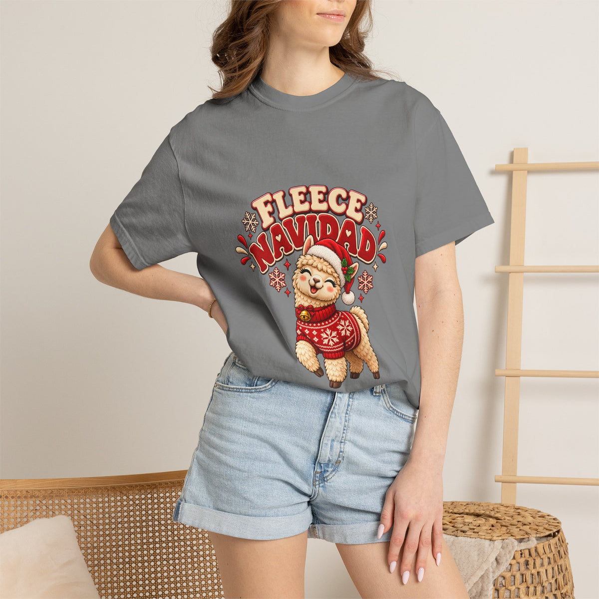 Fleece Navidad Tee — Cute Llama Christmas T-Shirt