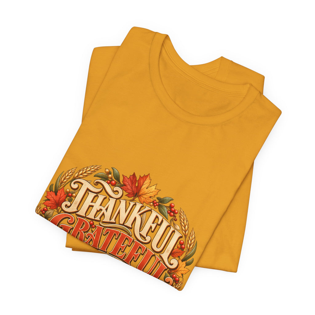 Thankful Grateful Blessed tee | Fall leaves Thanksgiving shirt
