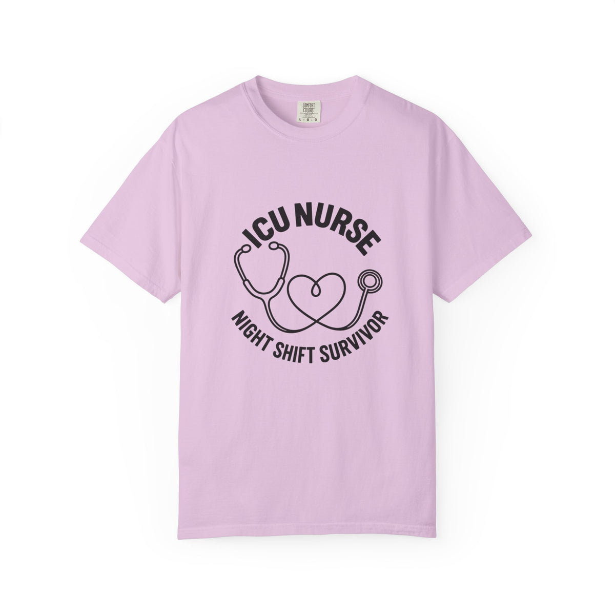 ICU Nurse Night Shift Survivor T-shirt | Stethoscope Heart Design