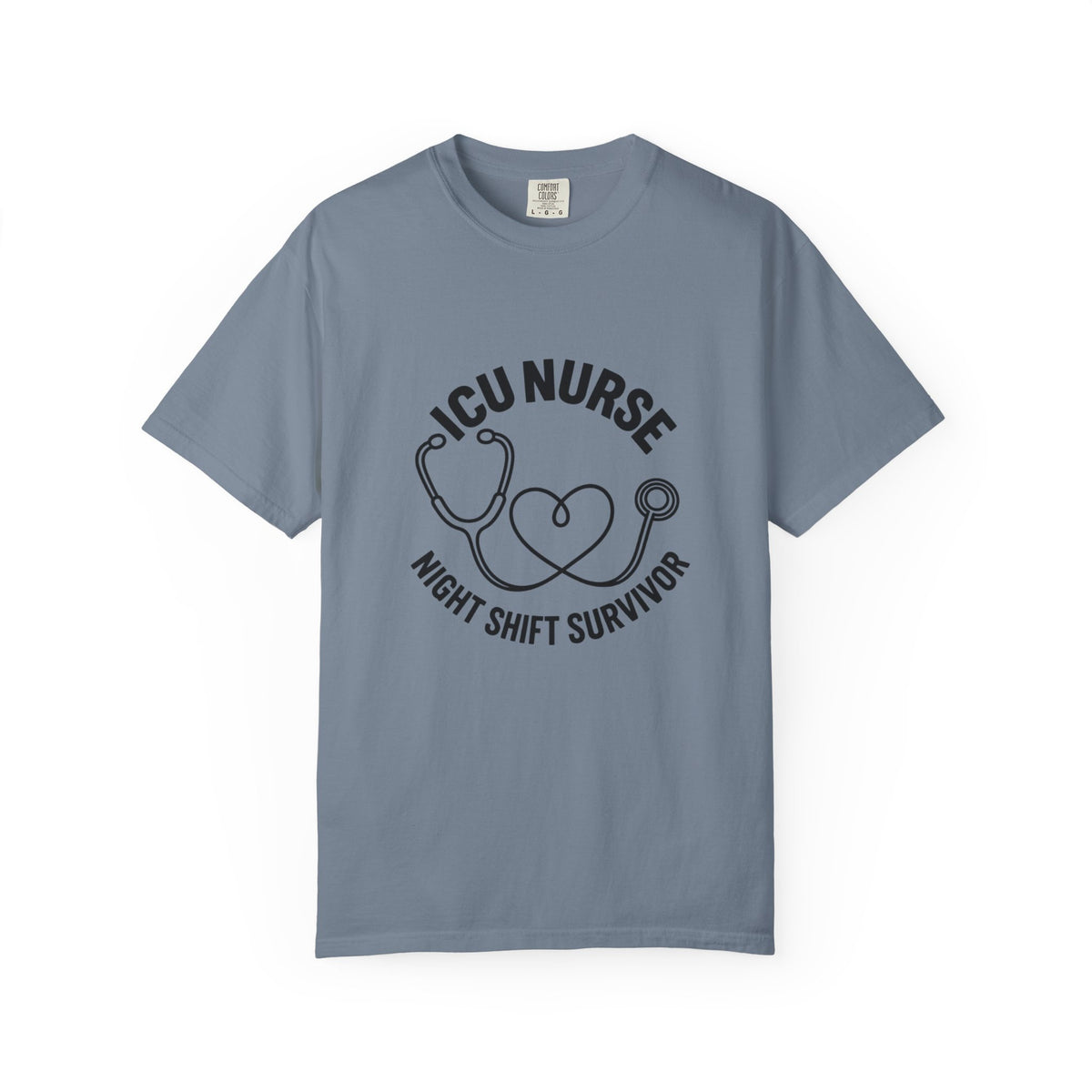 ICU Nurse Night Shift Survivor T-shirt | Stethoscope Heart Design