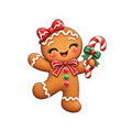 Gingerbread Cookie Kiss-Cut Sticker — Cute Holiday Candy Cane Design