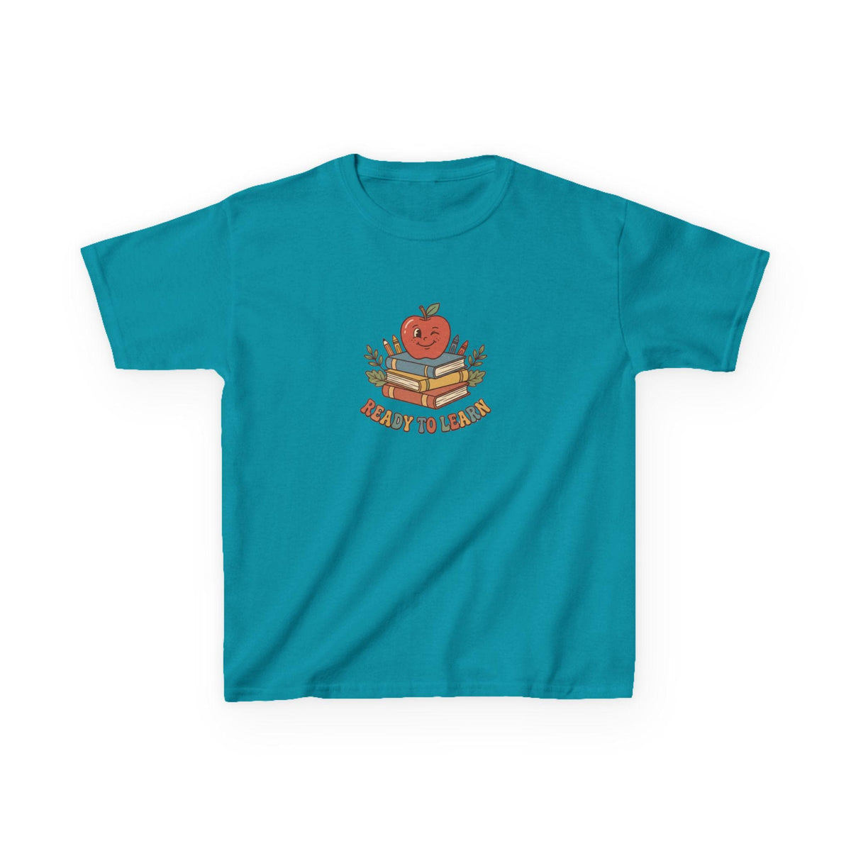Apple on Books Kids T-Shirt | Back to School Cute Teacher Shirt