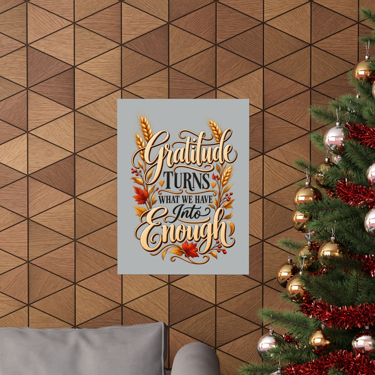 Gratitude Turns What We Have Into Enough — Thanksgiving Quote Wall Art, Minimalist Fall Poster, Farmhouse Autumn Decor