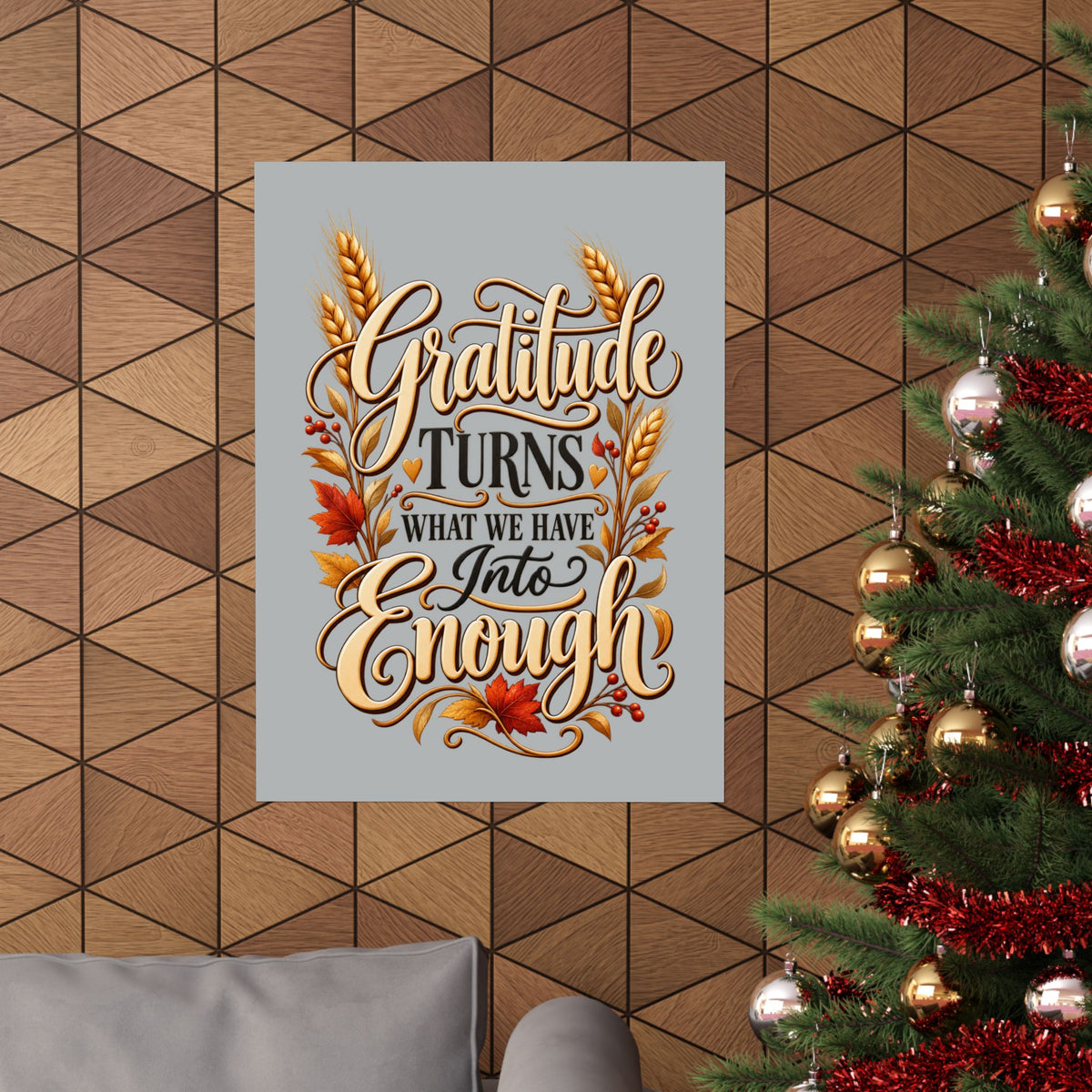 Gratitude Turns What We Have Into Enough — Thanksgiving Quote Wall Art, Minimalist Fall Poster, Farmhouse Autumn Decor