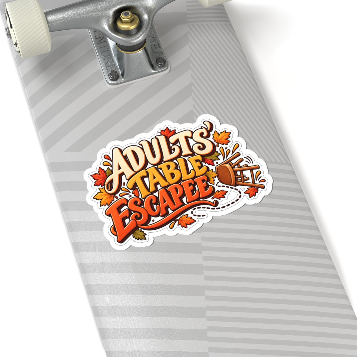 Adults' Table Escapee Sticker — Funny Thanksgiving Family Humor Kiss-Cut Decal for Laptop and Water Bottle