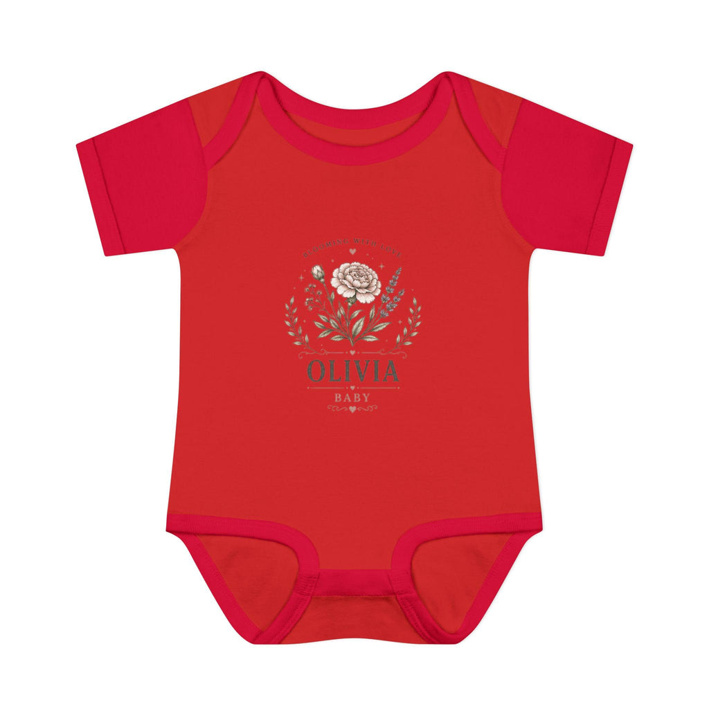 Floral Name Monogram Infant Bodysuit | Personalized Baby Onesie