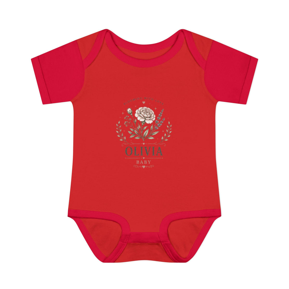 Floral Name Monogram Infant Bodysuit | Personalized Baby Onesie