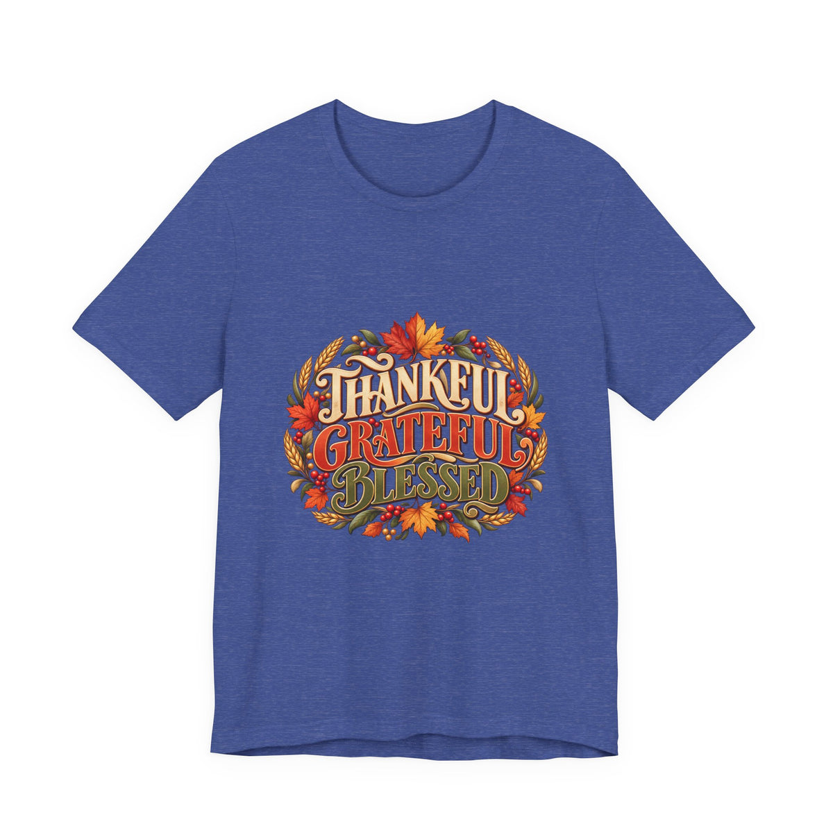 Thankful Grateful Blessed tee | Fall leaves Thanksgiving shirt