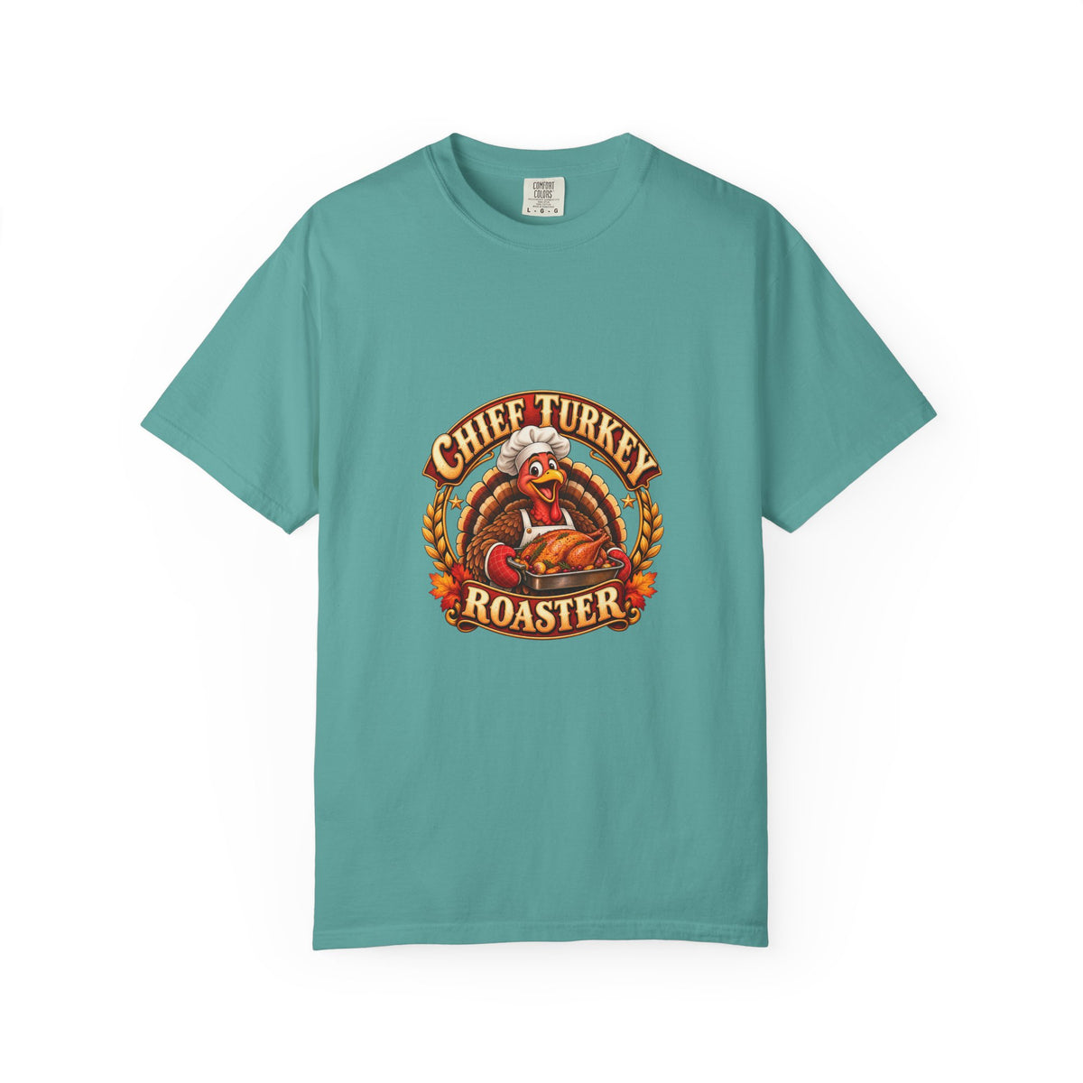 Chief Turkey Roaster T-Shirt — Retro Thanksgiving Emblem Tee, Vintage BBQ Turkey Badge Graphic Fall Shirt