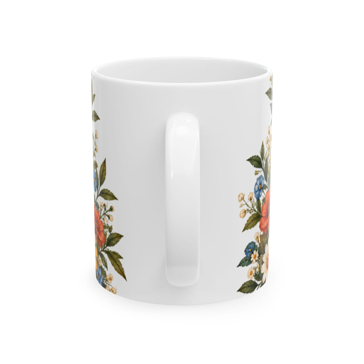Smiling Golden Retriever Mug | Ceramic Coffee Cup with Floral Wreath